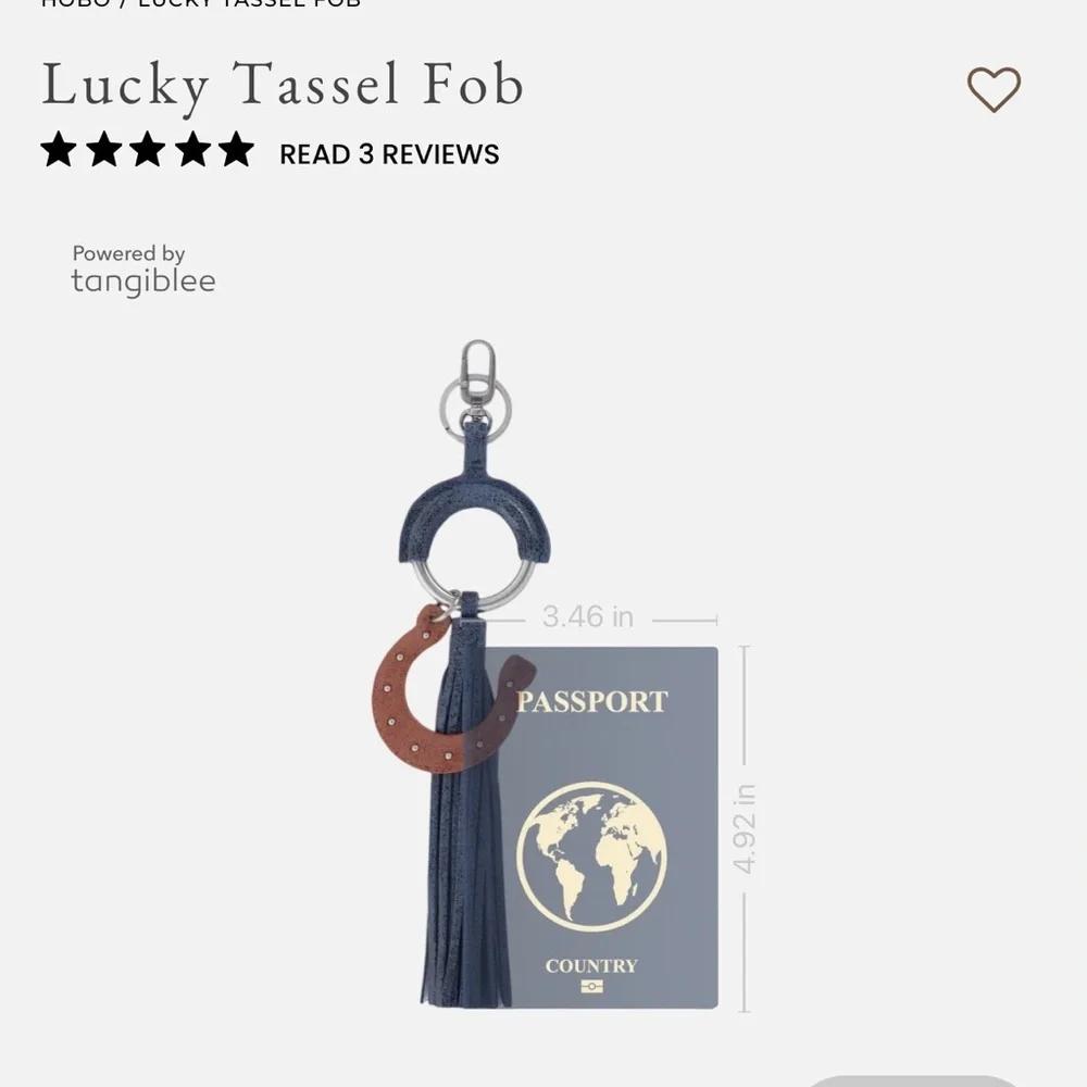 New HOBO LUCKY TASSEL FOB indigo sky Blue & Brown Horseshoe Keychain (Leather)!